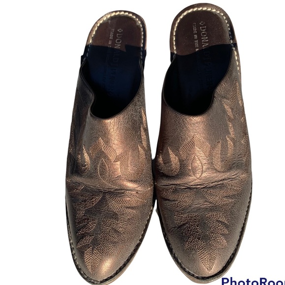 Donald J Pliner Bronze Leather Bozza Mule Clog Shoes 10 Western boot - Picture 10 of 13